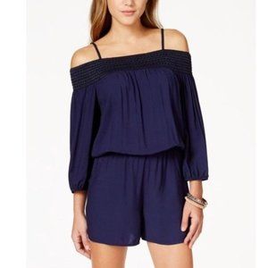 BCX Navy Off-the-Shoulder Romper